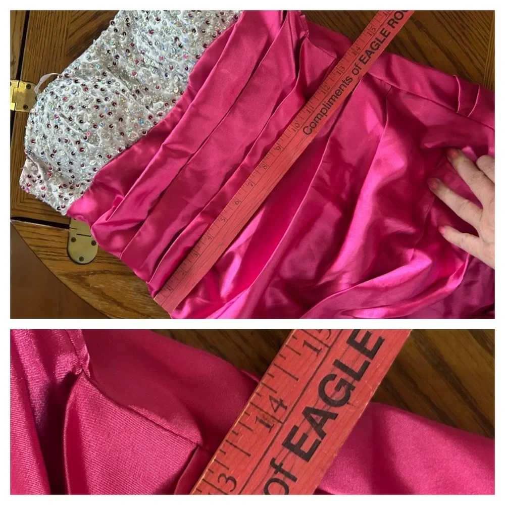 Strapless Sequined Gown Prom Dress w Detachable Train - Picture 8 of 16